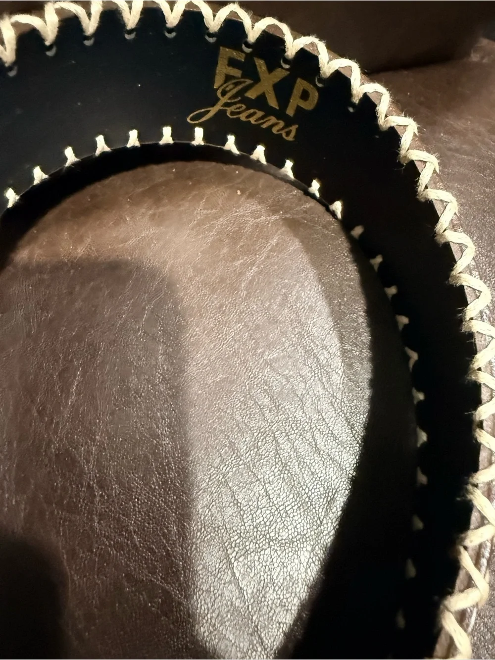 Vintage Never Worn From the Express Brown Leather Belt with White Stitching Sz.S